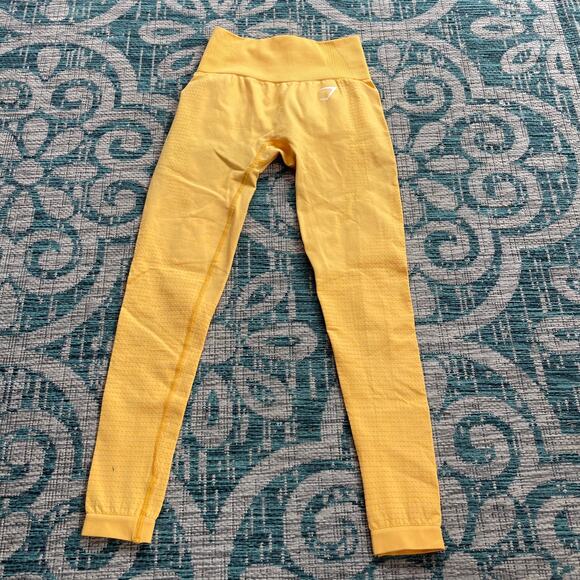 Gymshark Vital Seamless Leggings Yellow 7/8 High Waisted - Size XS/S - Picture 3 of 7